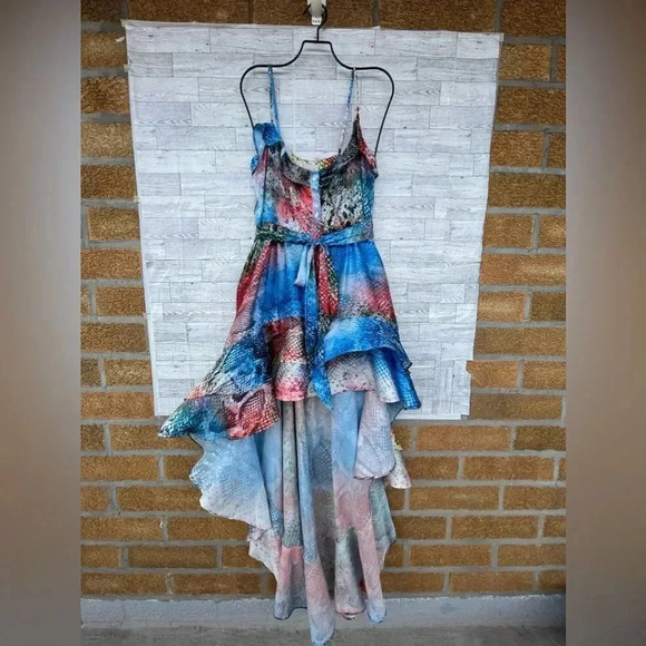 SUKISO WOMEN'S JULIET HIGH TO LOW DRESS IN RAINBOW SNAKESKIN LARGE - Picture 5 of 15